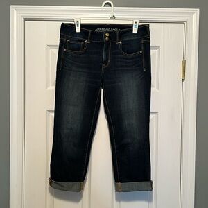 American Eagle Artistic Crop- Dark Wash, Size 10